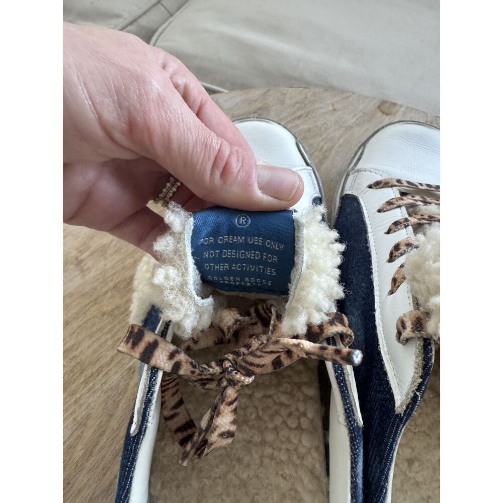 GOLDEN GOOSE Superstar Classic Denim Shearling Shoe in Blue/ Beige Size 8 - Picture 3 of 9